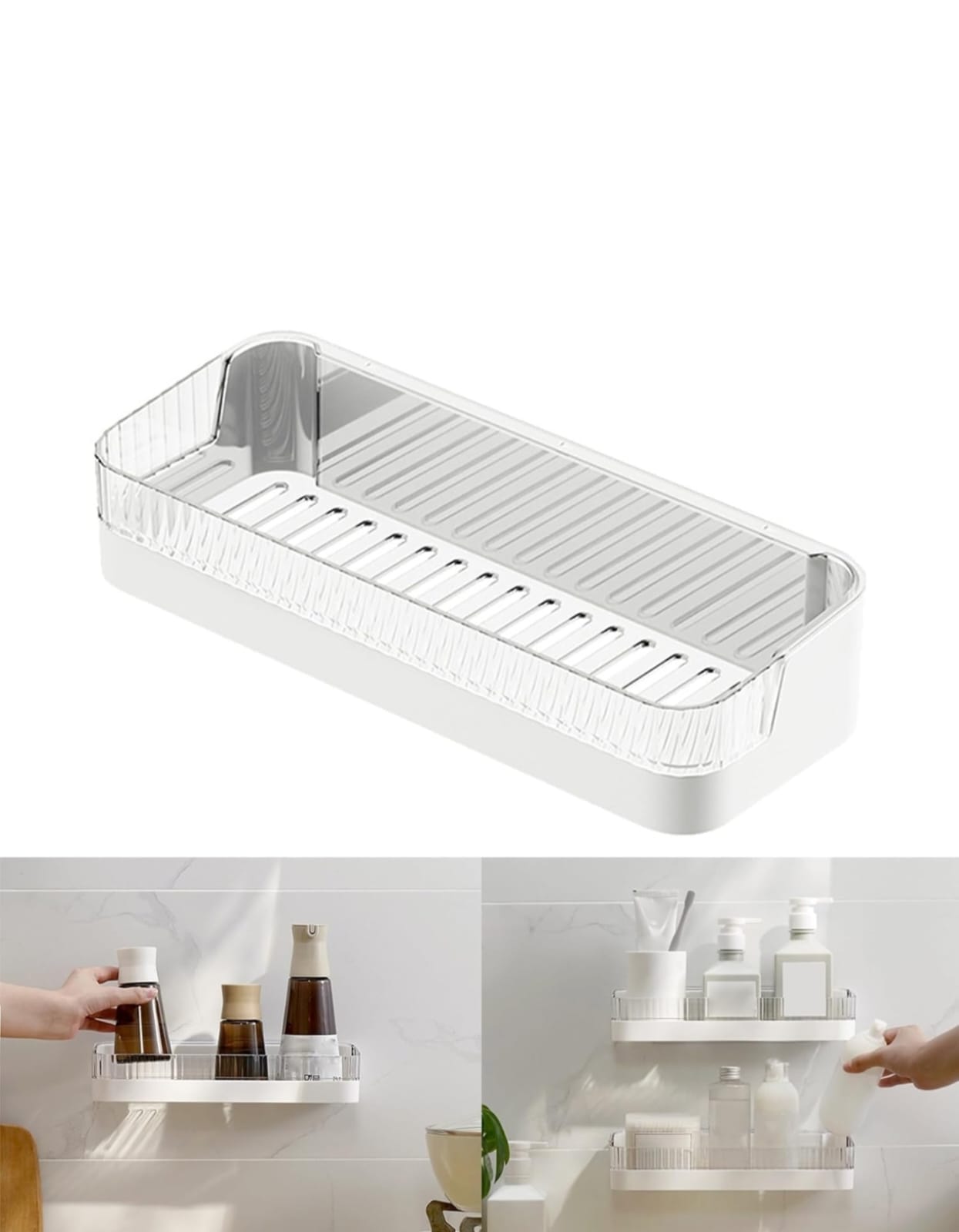 Premium Clear Acrylic Wall-Mounted Bathroom Storage Shelf Pack of 1