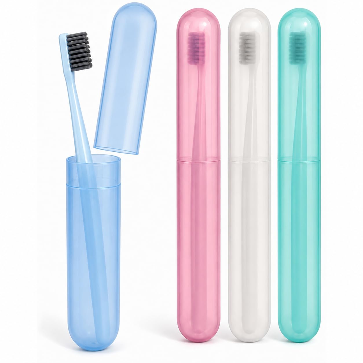 Portable Travel Toothbrush Case for Adults & Kids Pack of 4 (Loose)